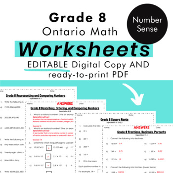 Preview of Grade 8 Ontario Math -Number Sense Place Value -PDF+FULLY Editable Google Slides