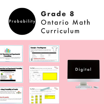 Preview of Grade 8 Ontario Math Probability Digital Google Slides + Form