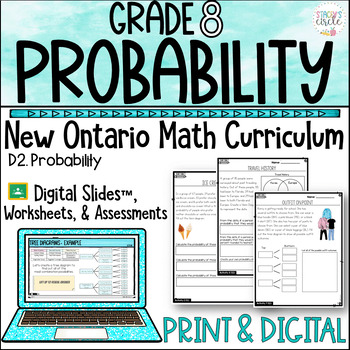 Preview of Grade 8 Ontario Math Probability Printable and Digital Unit