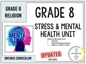 Preview of Grade 8 Ontario Religion (Cross Circular w. Health) - Stress and Mental Health