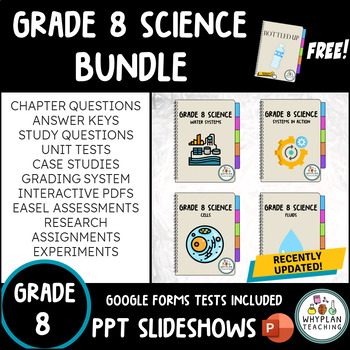 Preview of New 2022 Curriculum - Grade 8 Ontario Science Unit Workbook Bundle