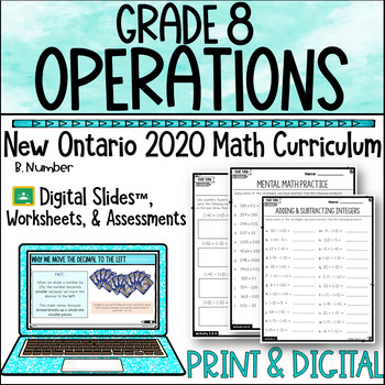 Preview of Grade 8 Operations NEW Ontario Math Digital Slides & Worksheets