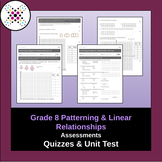 Grade 8, Patterning & Linear Relationships - EDITABLE Quiz