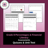 Grade 8, Percentages & Financial Literacy - EDITABLE Quizz