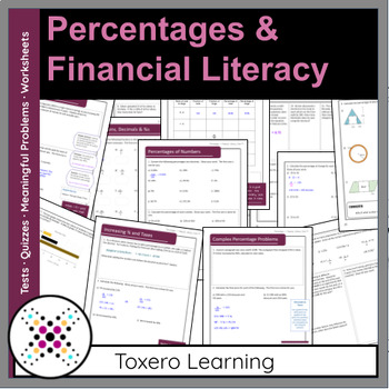 Preview of Grade 8, Percentages & Financial Literacy (Unit 10)