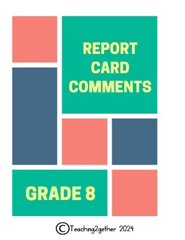 Preview of Ontario Report Card Comments - Grade 8 (2024)