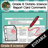 Grade 8 SCIENCE Ontario Report Card Comments (Use with Goo