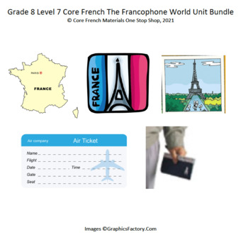 Preview of Grade 8 (SK Level 7) Core French The Francophone World Unit Bundle