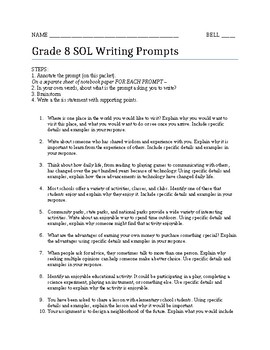 grade 8 essay prompts