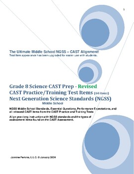 Preview of Grade 8 Science CAST Prep-Revised-Practice Test Items (64), MS NGSS Standards