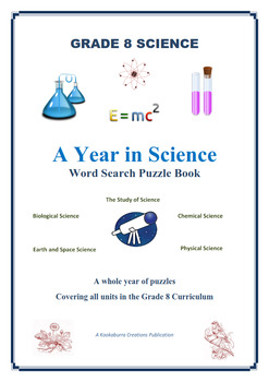 Preview of Grade 8 Science FULL YEAR of Wordsearch Puzzles ALL AREAS 109 Pages - UPDATED