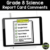 Grade 8 Science Ontario Report Card Comments
