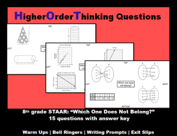 Preview of Grade 8 Warm up: higher order thinking "Which One Does Not Belong?" 15 questions