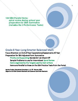 Preview of Grade 8 Math - SBA Test Prep and Practice: 128 Parallel Spiral Review Items