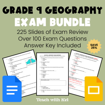 Preview of Grade 9 Canadian Geography Exam Bundle - Geography Exam Review