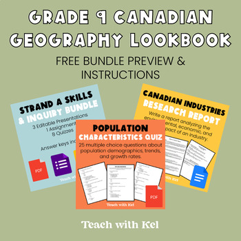 Preview of Grade 9 Canadian Geography Look Book - Free Geography Bundle Breakdown