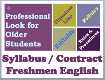 Preview of Grade 9 Freshmen English Syllabus EDITABLE Contract - High School Syllabus Style