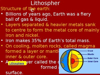 Preview of Grade 9 Lithosphere and components in PowerPoint