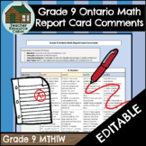 Grade 9 MTH1W Ontario Report Card Comments (Use with Googl