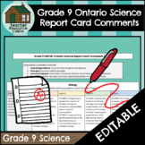 Grade 9 SCIENCE SNC1W Ontario Report Card Comments (Use wi