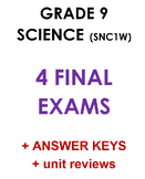 Grade 9 science SNC1W - Final exam collection (4 exams + keys)