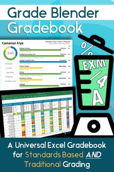 Preview of Excel Gradebook for Standards Based AND Traditional Grading