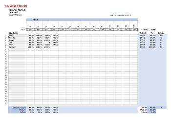 Preview of Grade Book excel