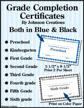 Preview of Grade Completion Certificates