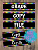 Grade, Copy, File Drawer Labels - Bright on Black Pack