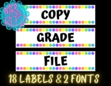 Grade, Copy, File Drawer Labels - Bright on White Pack