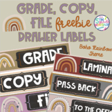Grade Copy File Sterlite Drawer Labels Boho Rainbow Theme FREEBIE