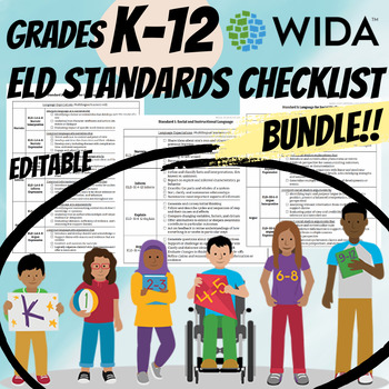 Preview of Grade K-12 WIDA ELD Standards 2020 Checklist Bundle English Language Development