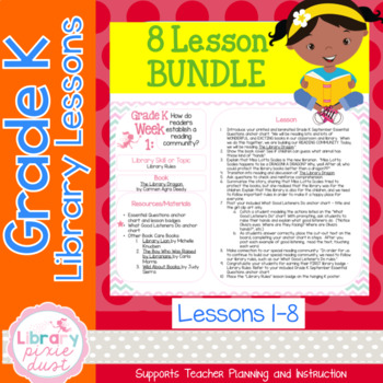 Preview of Gr. K: 8 Lessons (Book Care, Pattern Books, Legos & Retelling, Print Concepts)