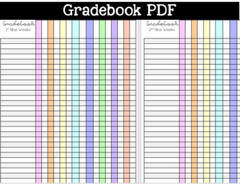 Gradebook PDF by The Worthy Teacher | Teachers Pay Teachers