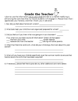 Preview of Grade the Teacher