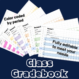 Gradebook~ Editable, Color Coded Gradebook Sheets