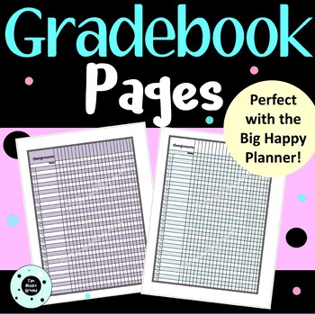 Preview of Editable Gradebook Pages & Class Roster - Happy Planner or Disc Planner