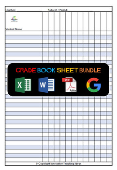 Preview of Gradebook Sheets | Attendance | Editable Templates | Excel, Google Sheets, Word