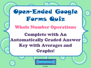 Preview of Graded Google Forms Quiz - Whole Number Operations