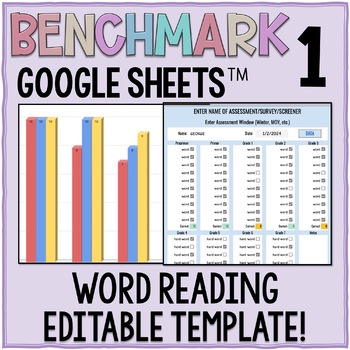 Preview of Graded Word Reading Editable Benchmark 1 Assessment in Google Sheets™