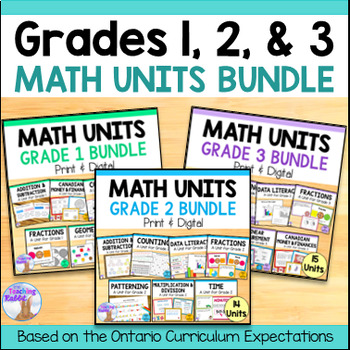 Preview of Grades 1, 2 & 3 Math Units Bundle (Ontario) Print & Digital