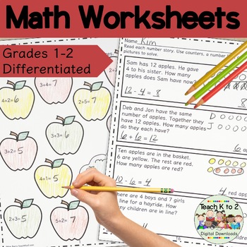 Grades 1-2 Math Fact Practice Worksheets No Prep Fall Math Pages Fall ...