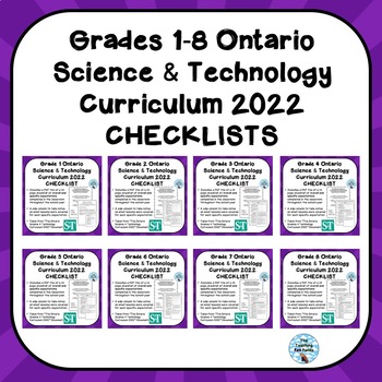 Preview of Grades 1-8 ONTARIO SCIENCE & TECHNOLOGY CURRICULUM 2022 CHECKLISTS BUNDLE
