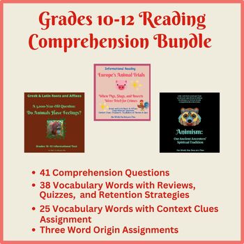 Preview of Grades 10 through 12 Nonfiction Reading Comprehension Bundle
