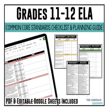 Preview of Grades 11-12 ELA Common Core Checklist | DIGITAL