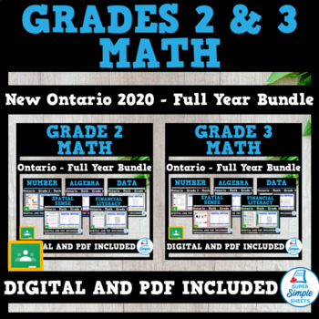Preview of Grades 2 & 3 - Full Year Math Bundle - Ontario Math 2020  - GOOGLE AND PDF