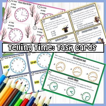 Preview of Grades 2-4 Math: Telling Time & Elapsed Time (50 Task Cards)