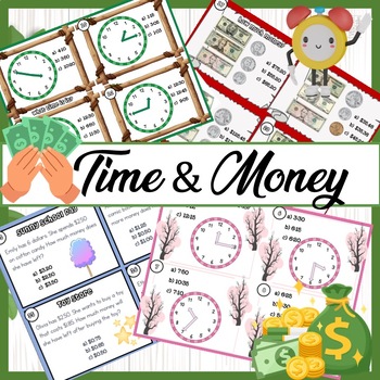 Preview of Grades 2-4 Telling Time & Counting Money: Bundle! (Includes 100 Task Cards)