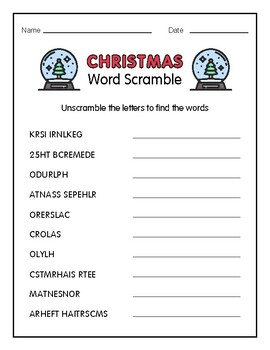 Grades 2 - 5 Christmas Word Scramble | Christmas Activities by 99 ...