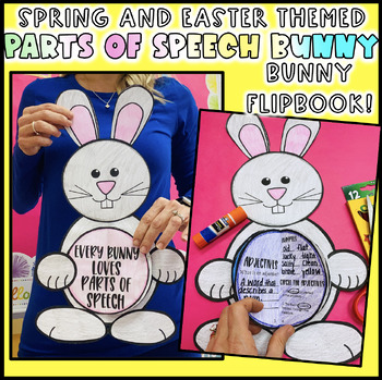 Preview of Grades 2-5 Parts of Speech Bunny Spring Easter Craft Bulletin Board March April